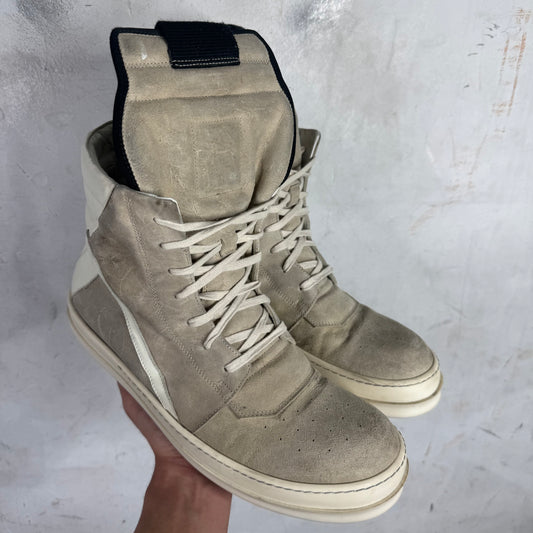 Rick Owens Gray Suede Geobaskets