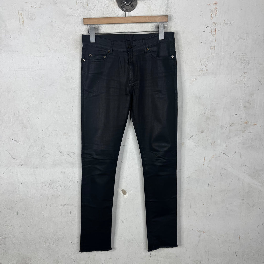 Saint Laurent Black Waxed D02 Skinny Jeans