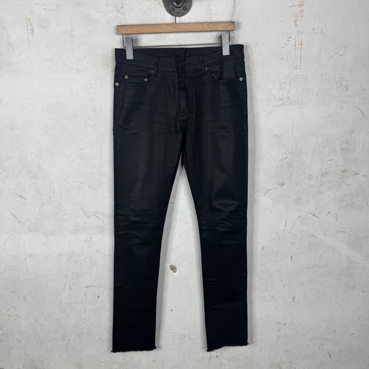Saint Laurent Black Waxed D02 Skinny Jeans