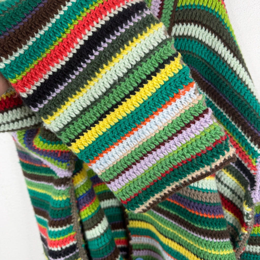 CPFM Knited Green Striped Button Up Cardigan