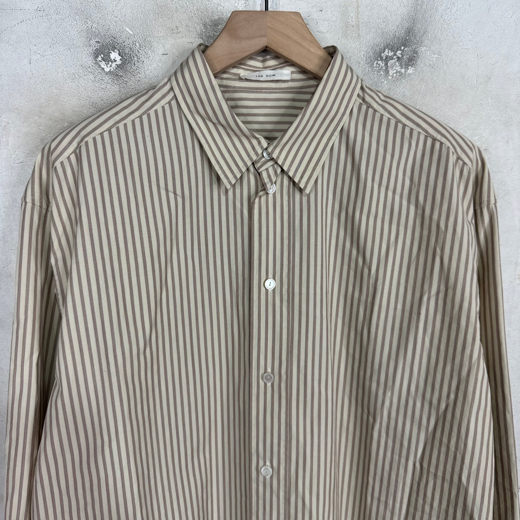 The Row Tan Striped Button Up
