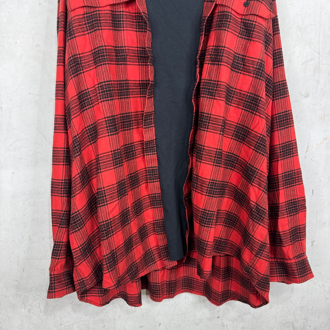 Balenciaga Trompe Layered Plaid Flannel
