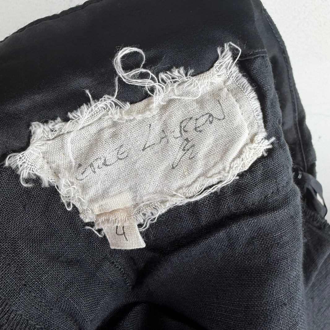 Greg Lauren Black Linen Wide Leg Trousers