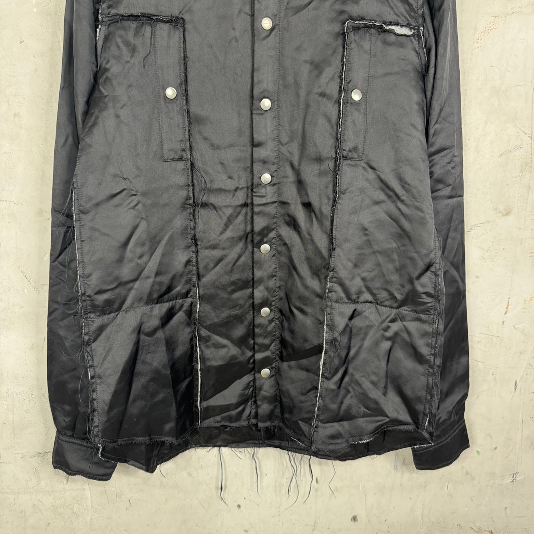 Rick Owens Geth Frayed Viscose Backstrap Shirt
