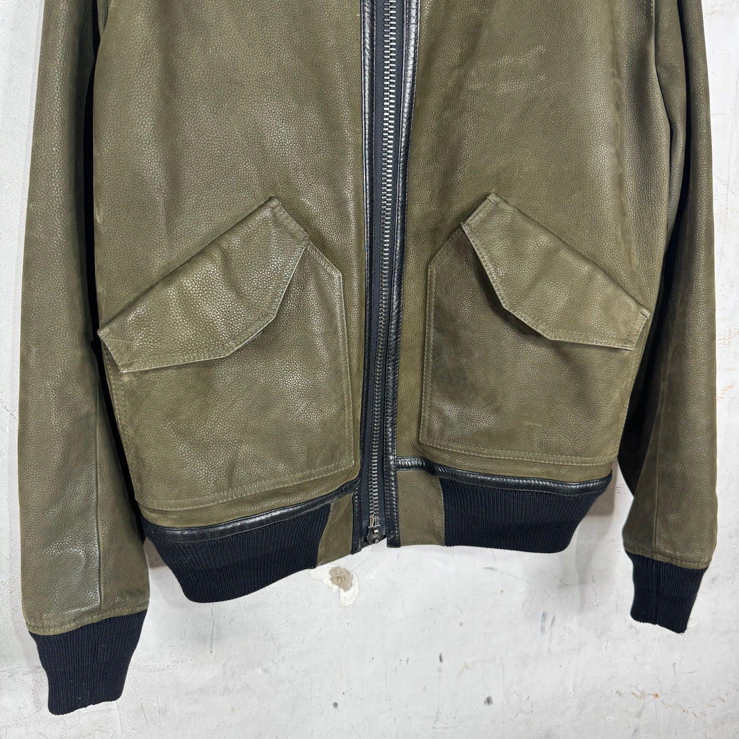 Berluti Shearling Collar Leather Bomber Jacket