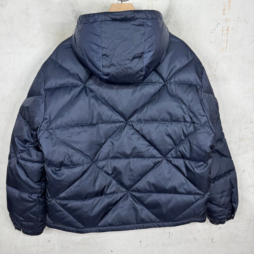 Prada Quilted Distressed Logo Puffer Jacket
