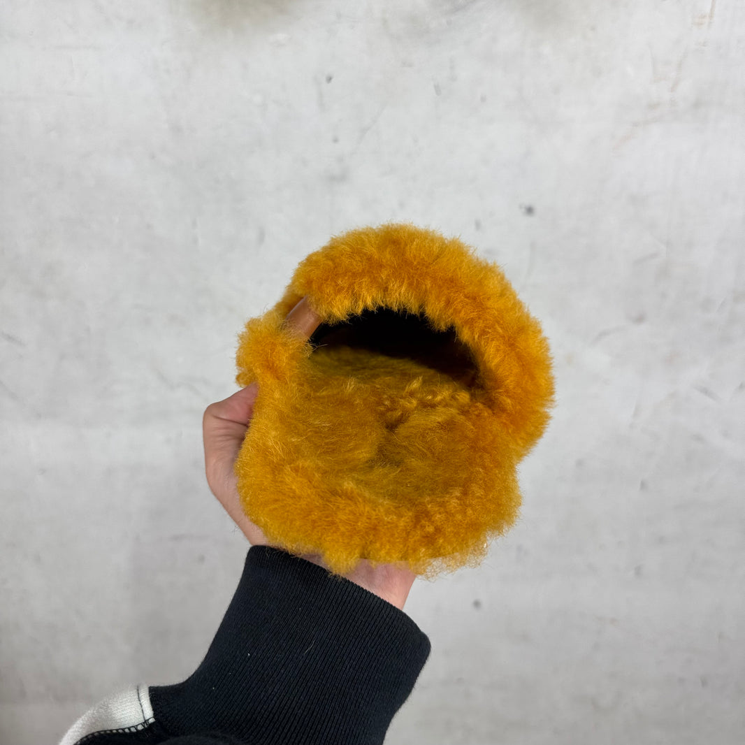 Loewe Orange Shearling Mules