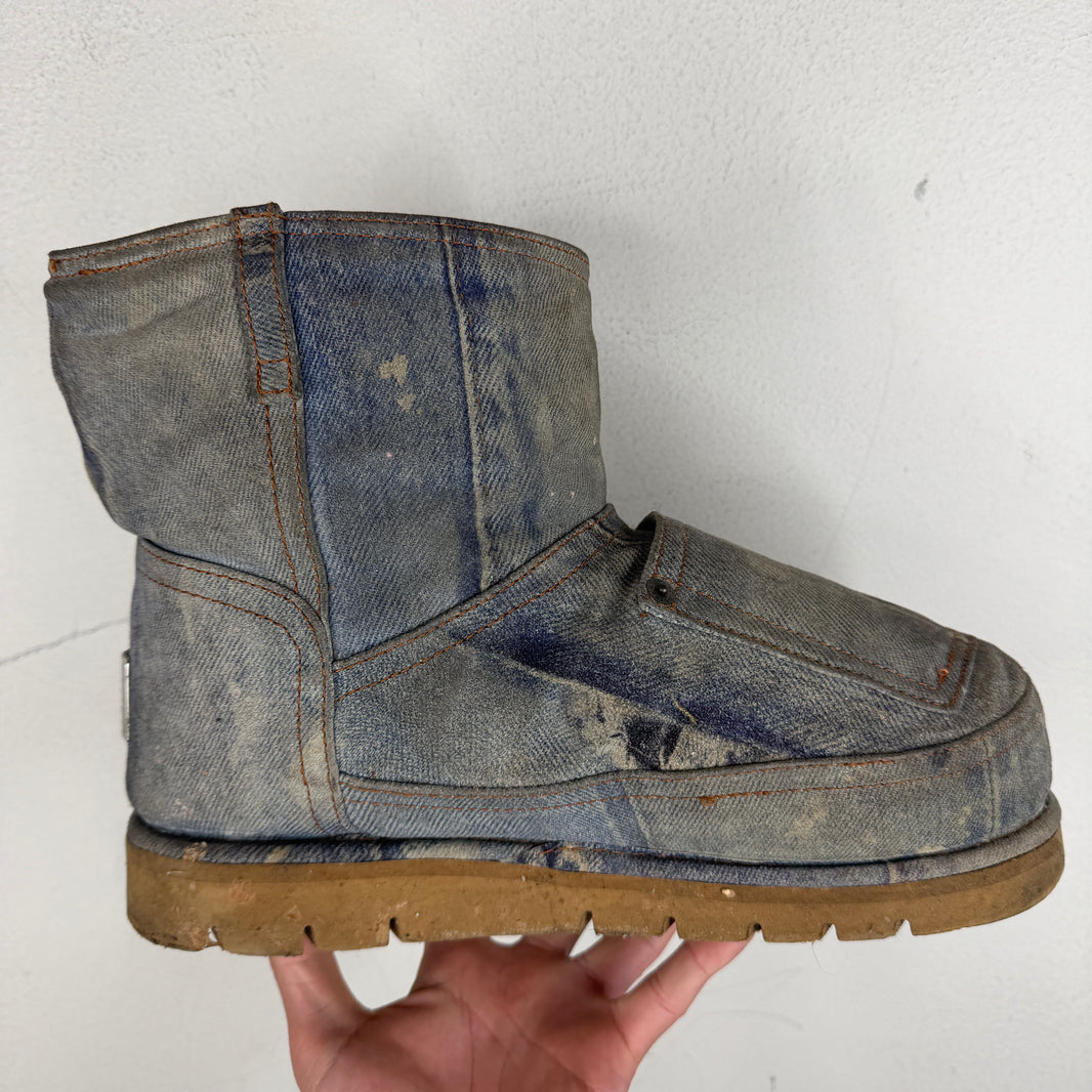 Acne Studios Batter Low Denim Print Boots