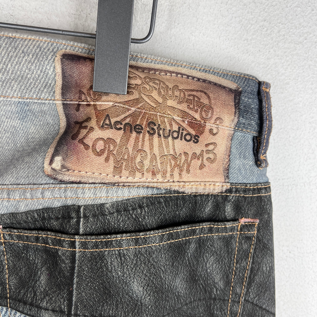 Acne Studios Chaps Trompe Printed Denim Jeans