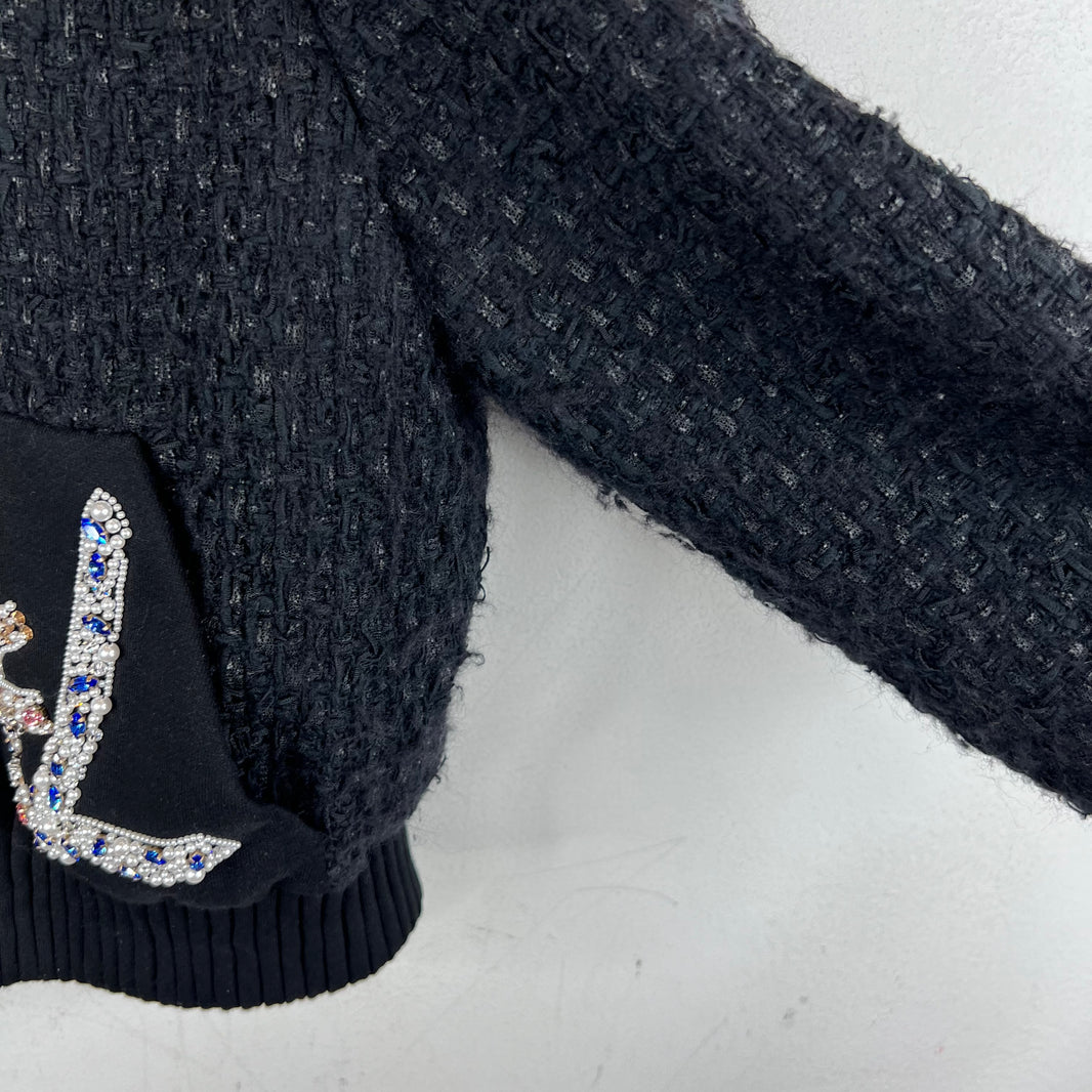 Chanel 22A Tweed Embellished Zip Up Jacket