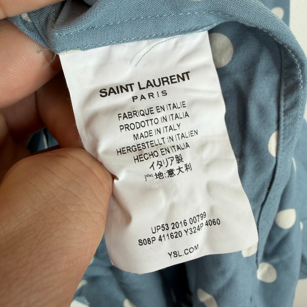 Saint Laurent Cropped Polka Dot Button Up LS Shirt