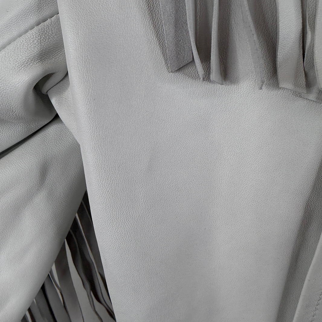 Margiela MM6 White Leather Fringed Button Up Jacket