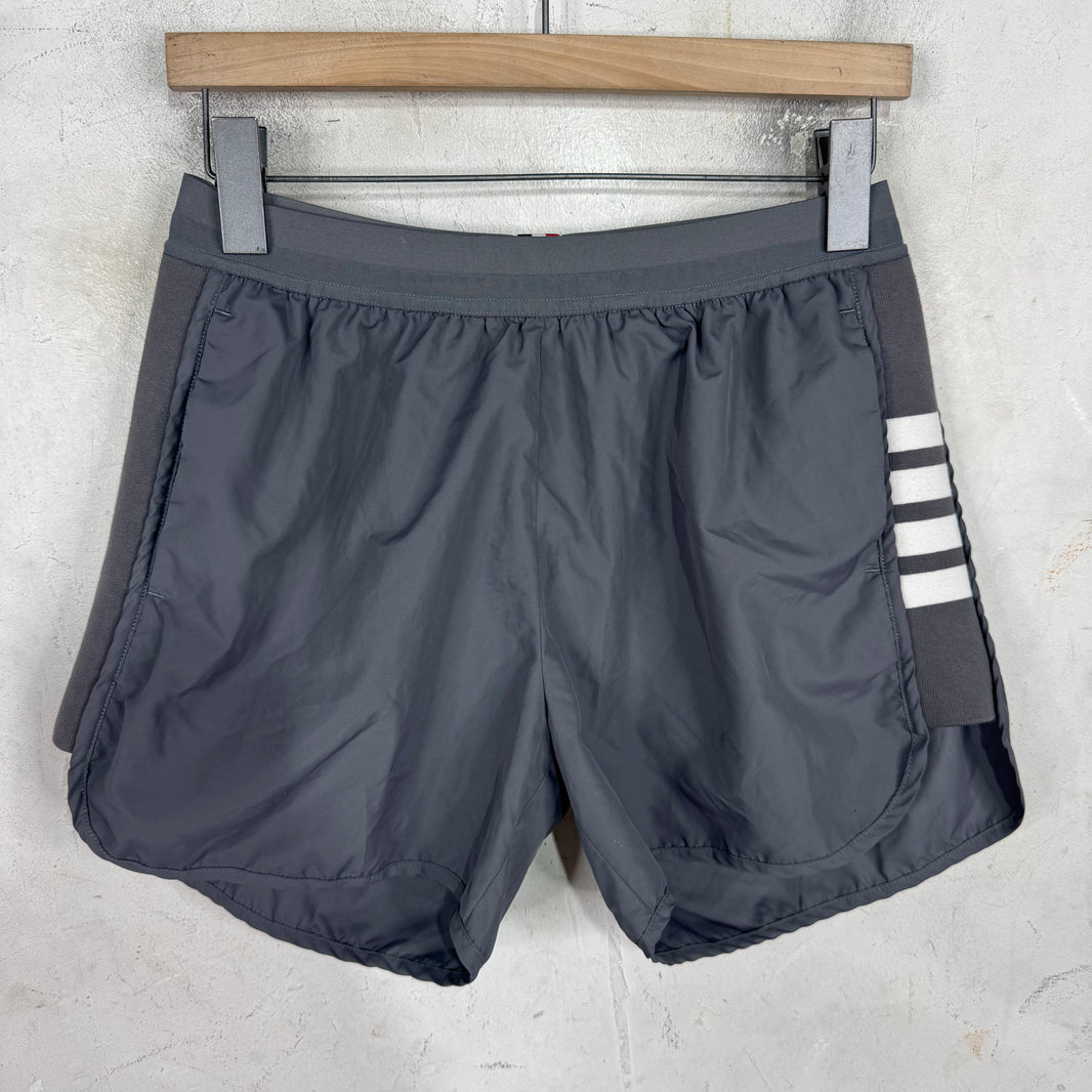 Thom Browne Grey Striped Running Shorts