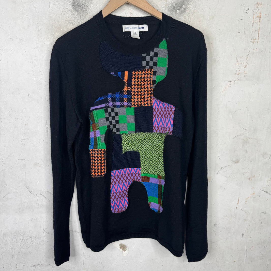 Comme Des Garçons Wool Patchwork Afroman Sweater