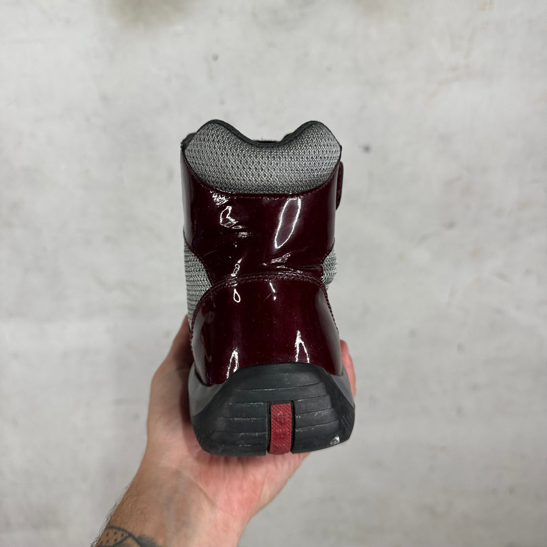 Prada Patent Burgundy High Americas Cups