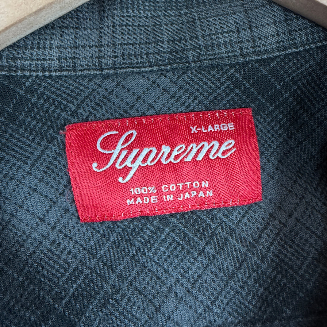 Supreme Gray/Black Button Up Flannel