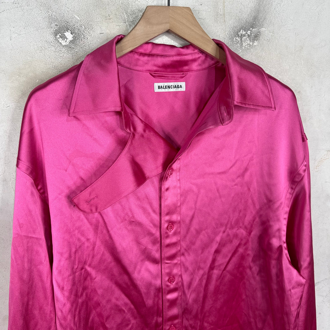 Balenciaga Pink Shiny Buttoned Shirt