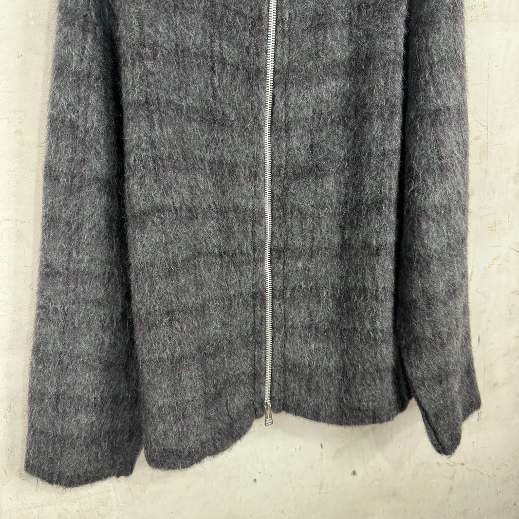 Our Legacy New Grey/Purple Plaid Full Zip Hoodie