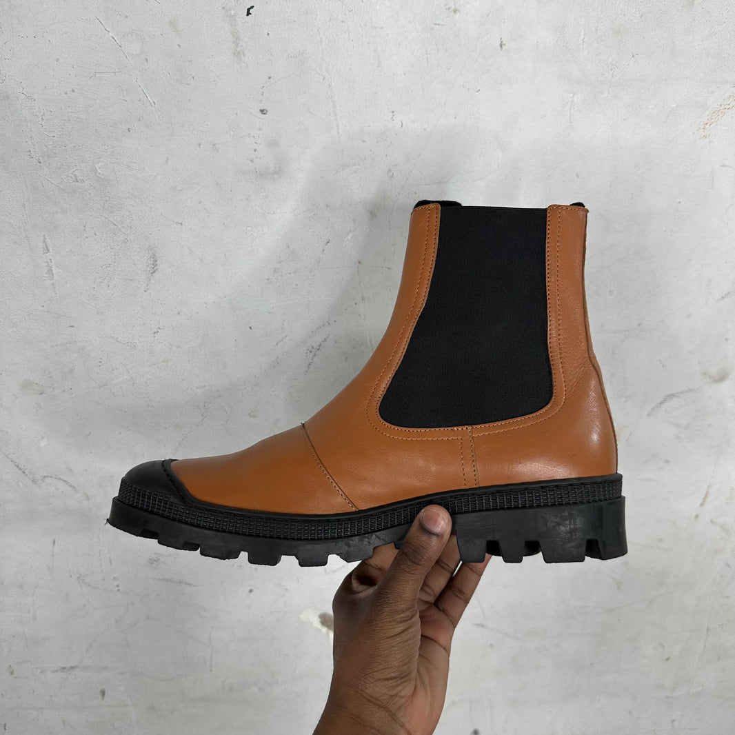 Loewe Orange Block Sole Chelsea Boots