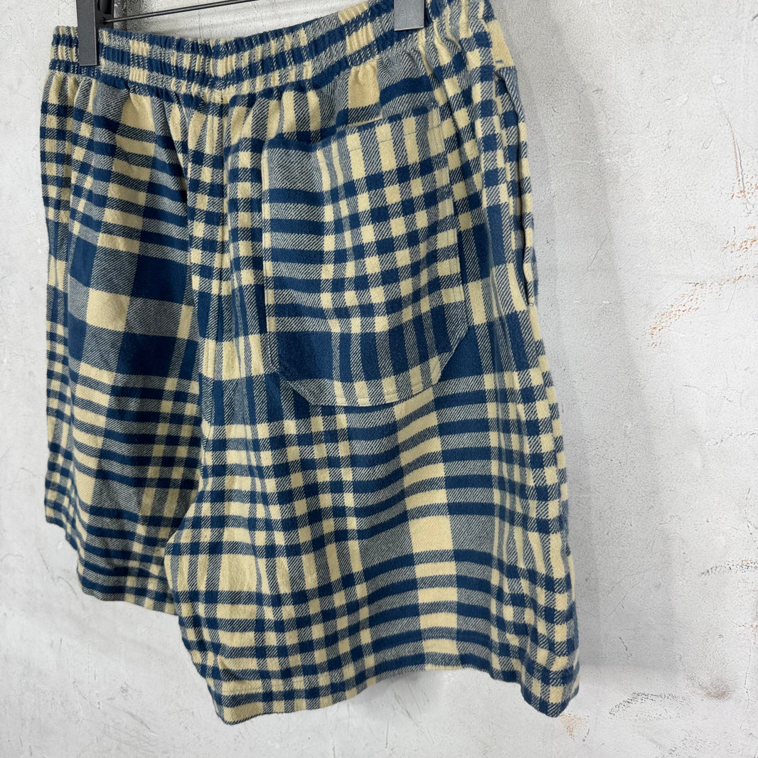 Bode Navy/Beige Plaid Flannel Shorts