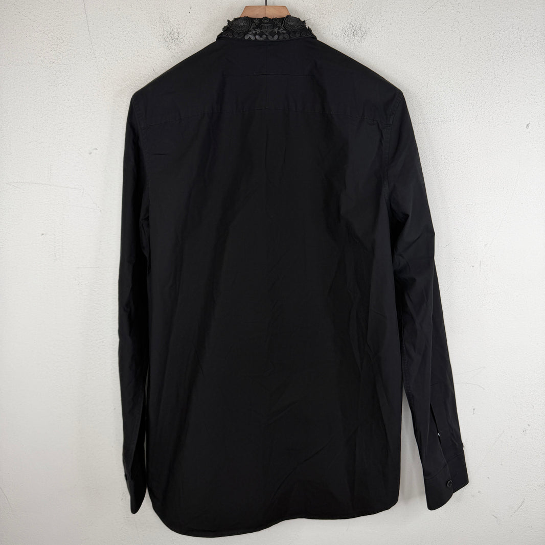 Givenchy Leather Floral Button Up Shirt