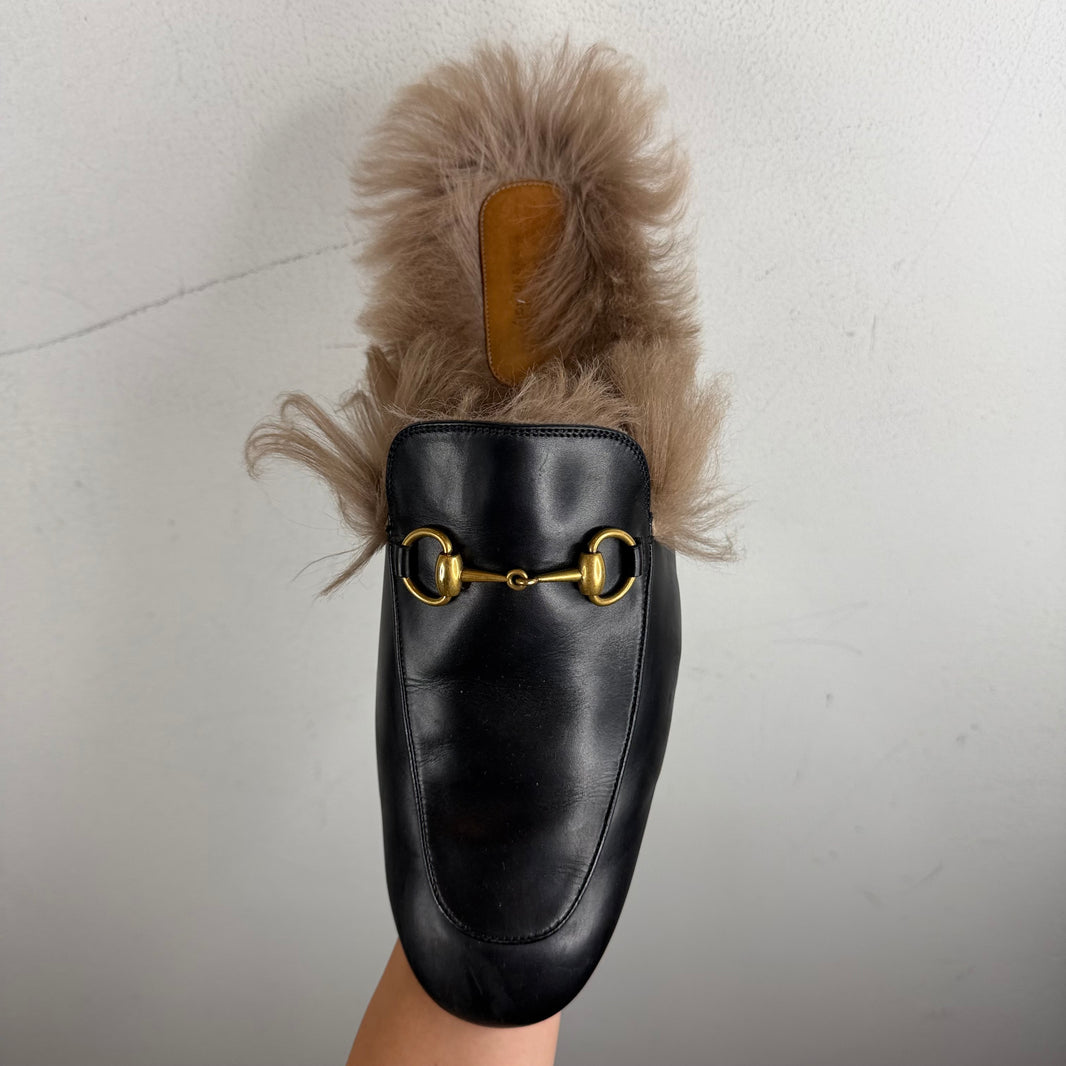 Gucci Fur Horsebit Mules