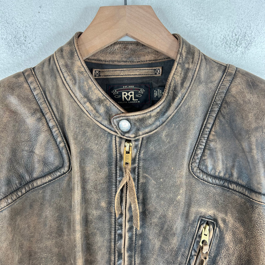 RRL Distressed Moto Leather Cowhide Jacket