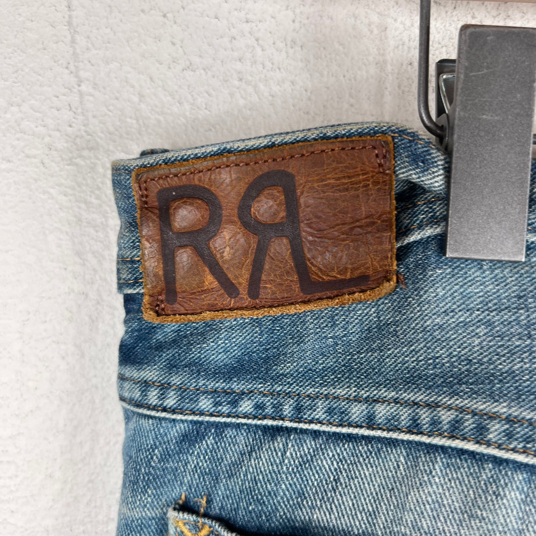 RRL Distressed Buckle Back Jeans