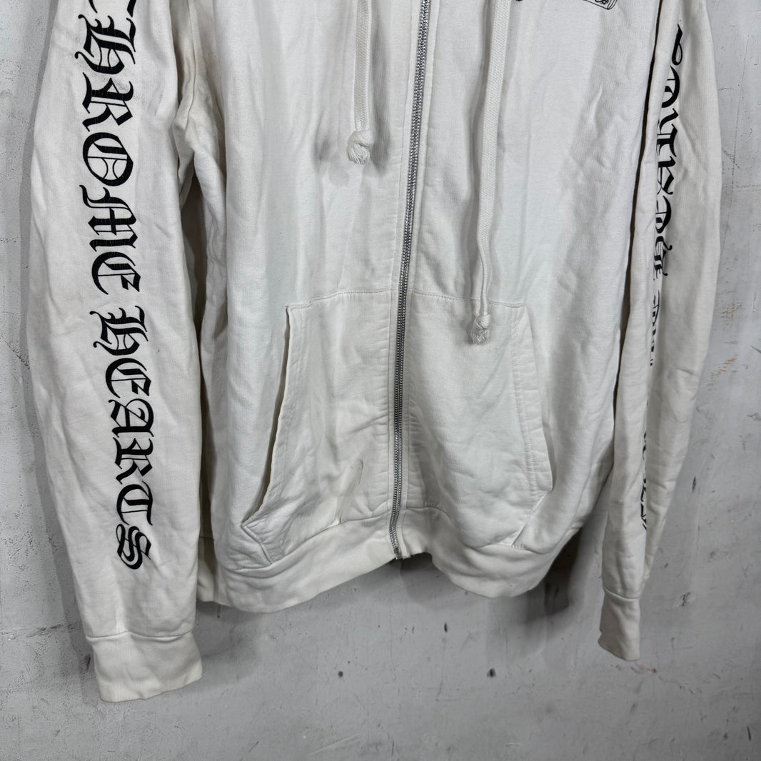 Chrome Hearts Smoked Script Sleeve White Zip Hoodie