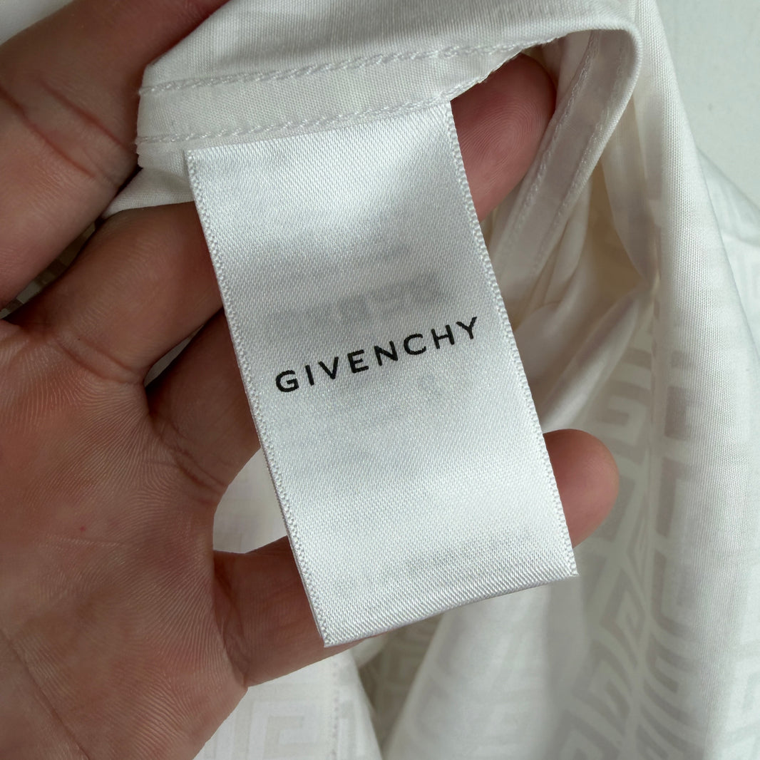 Givenchy White All Over Long Zip Up S/S Shirt