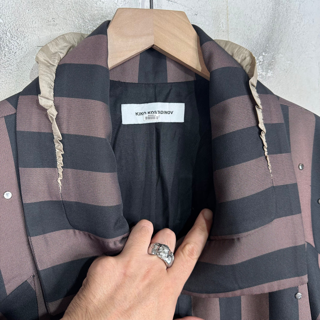Kiko Kostadinov Sirokko Striped Ruffled Coat