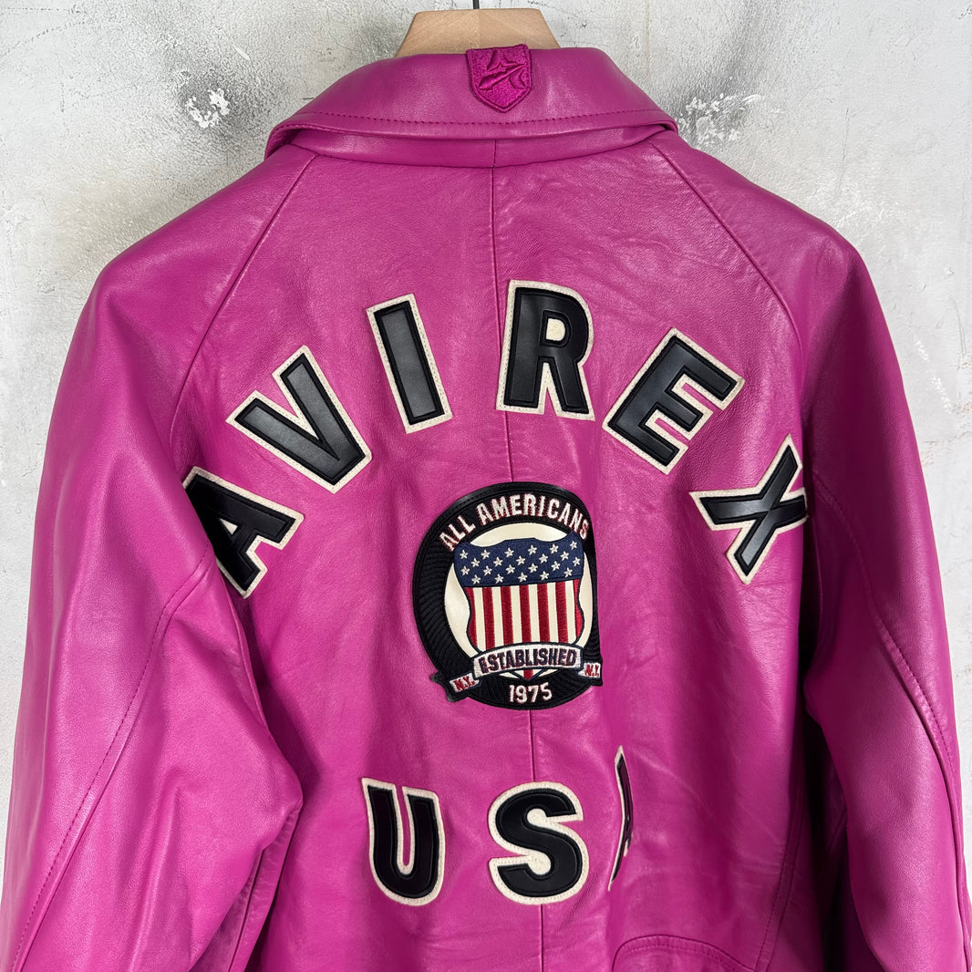 Avirex Pink Crest Leather Jacket