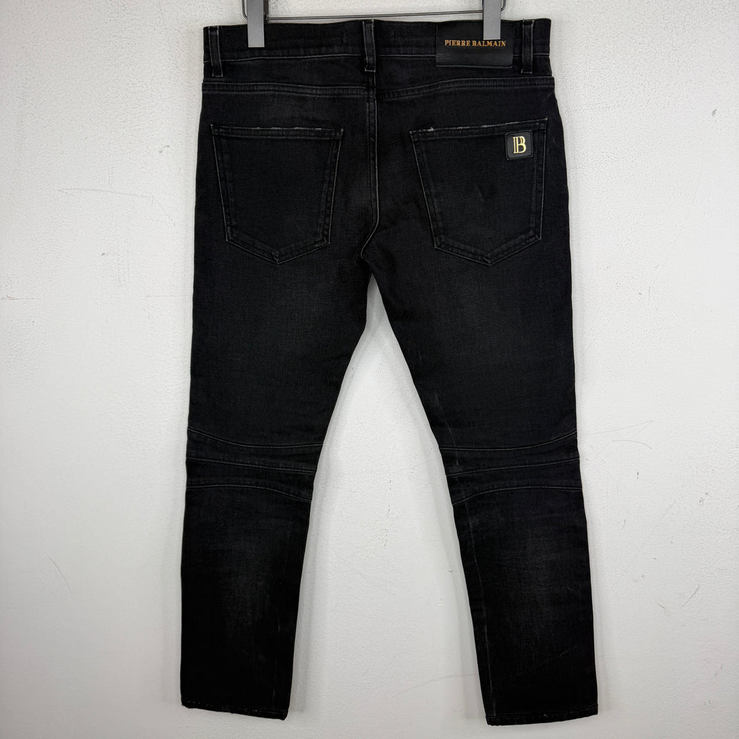 Pierre Balmain Black Skinny Biker Jeans