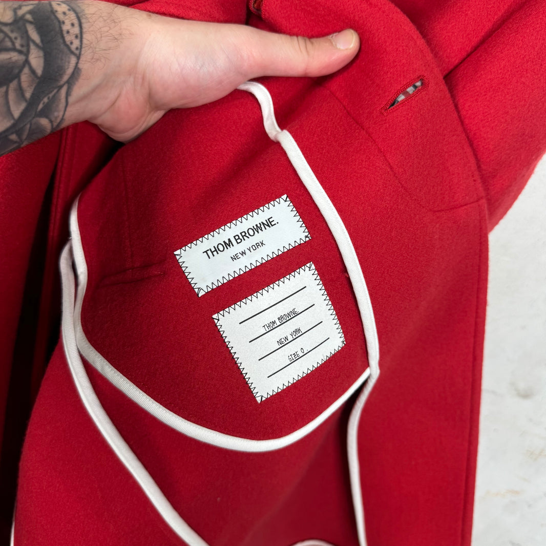 Thom Browne Red Wool Trench Coat