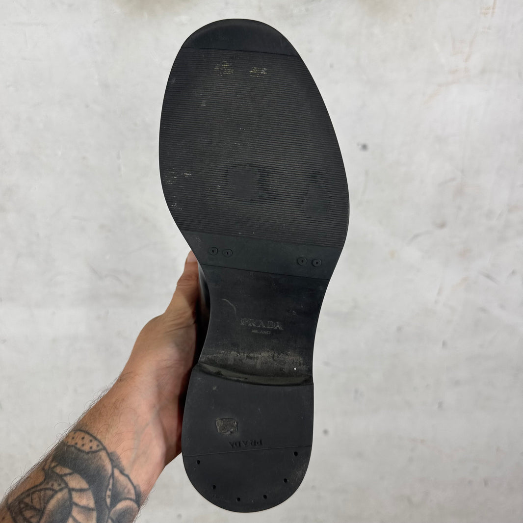 Prada Black Brushed Derbys