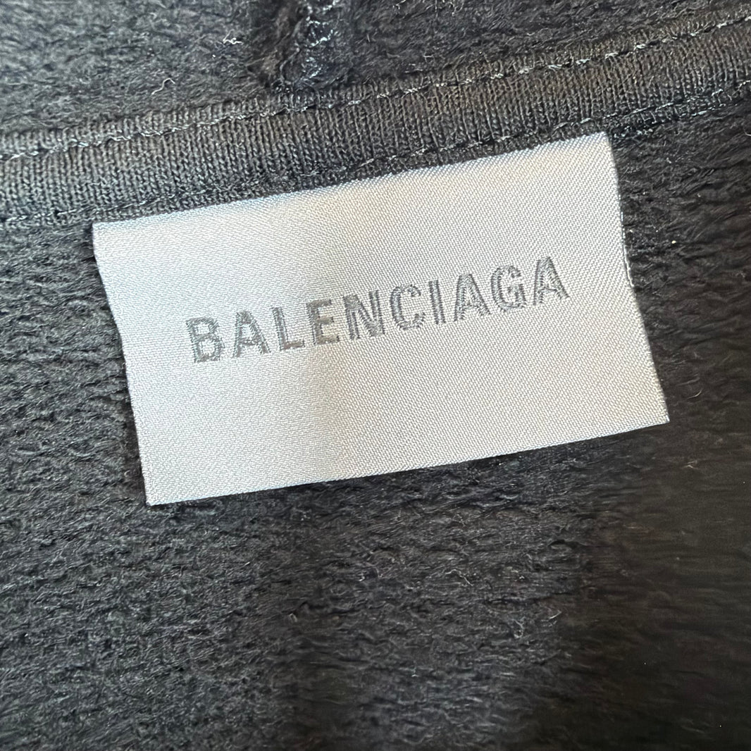 Balenciaga Silver Tape Zip-Up Hoodie