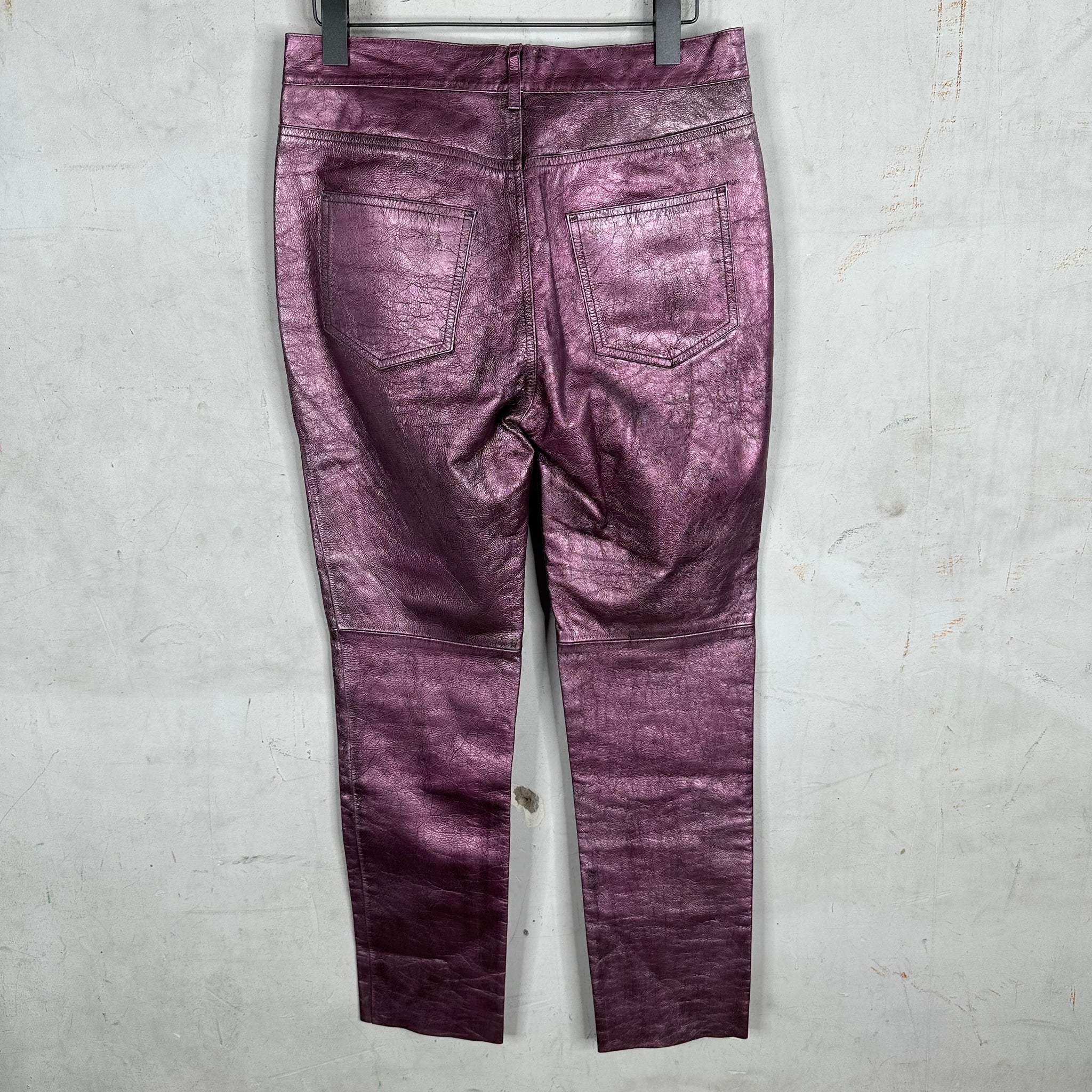 Gucci Pink Painted Leather Straight Trousers