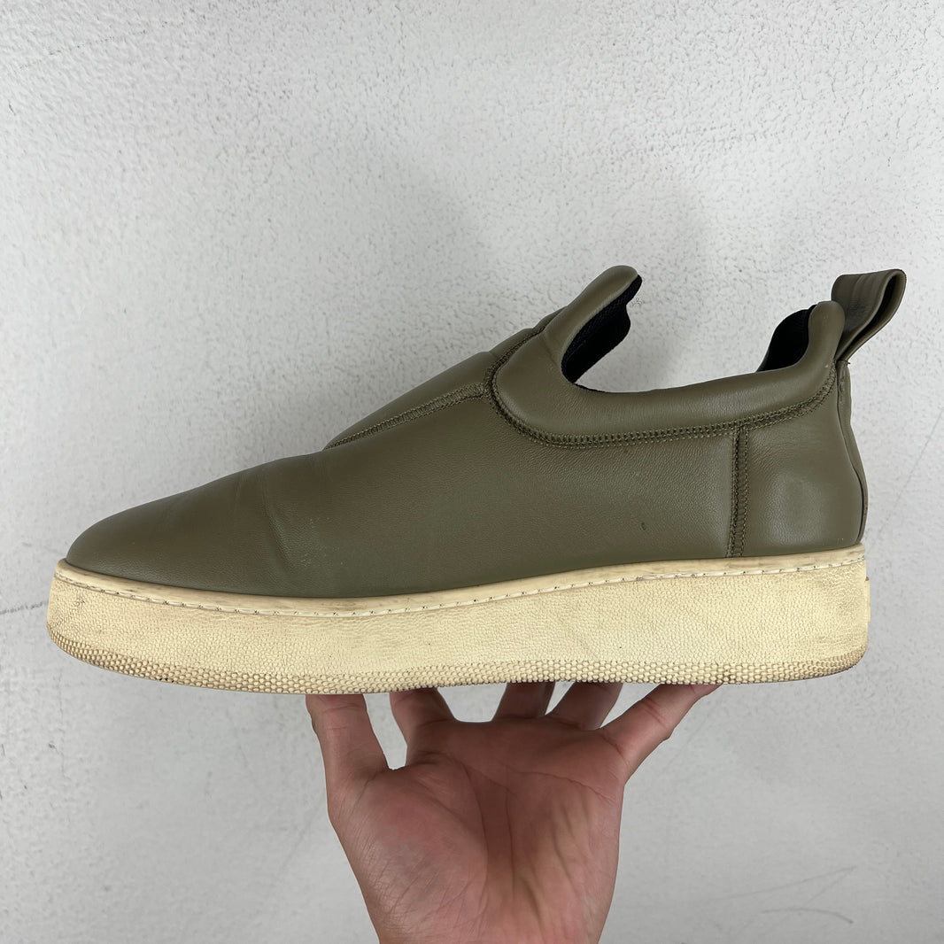 Celine Olive Leather Slip On Sneakers