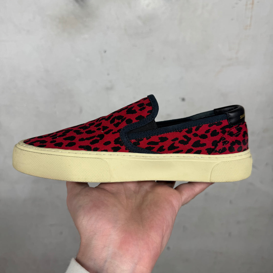 Saint Laurent Red Cheetah Slip Ons
