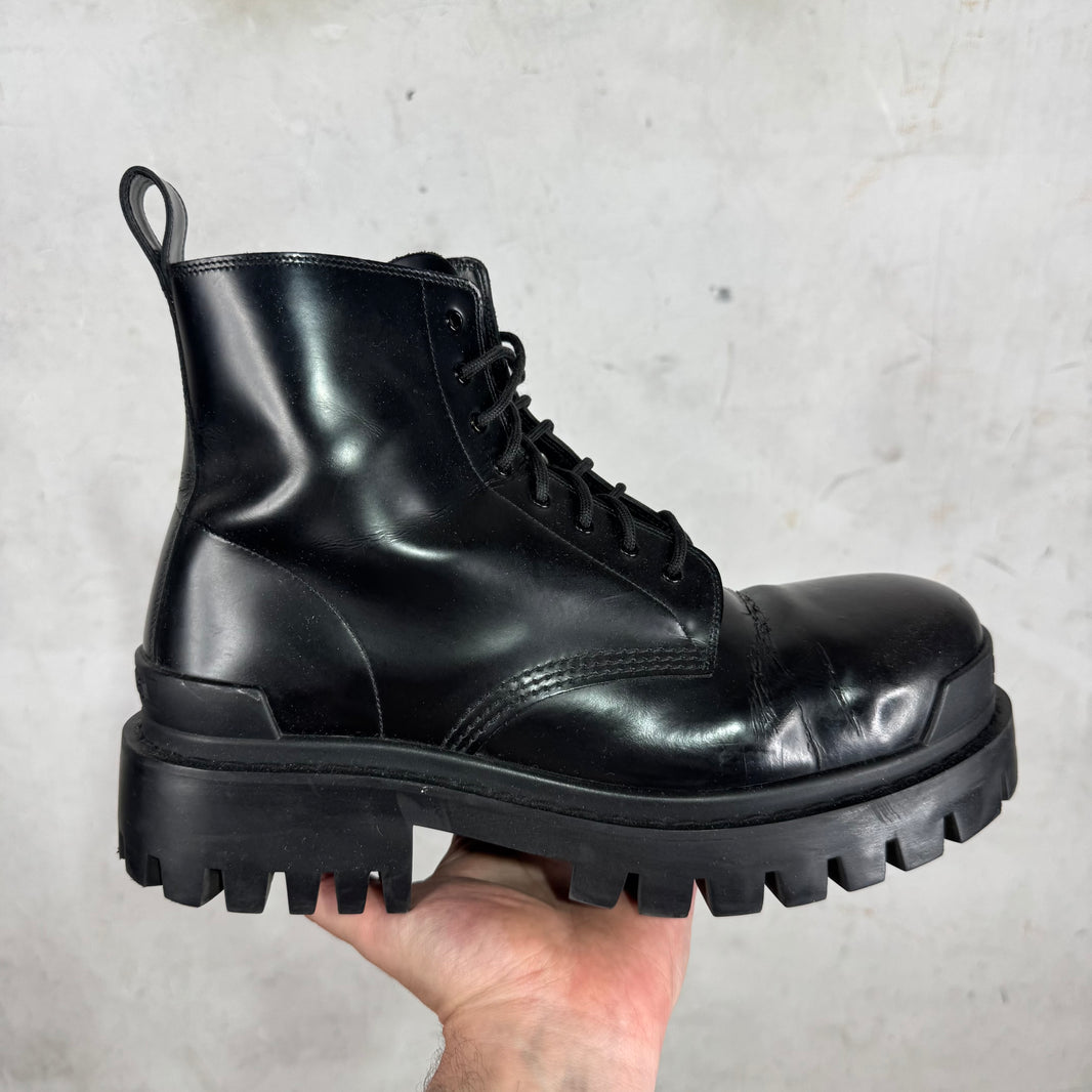 Balenciaga Black Leather Strike Boots