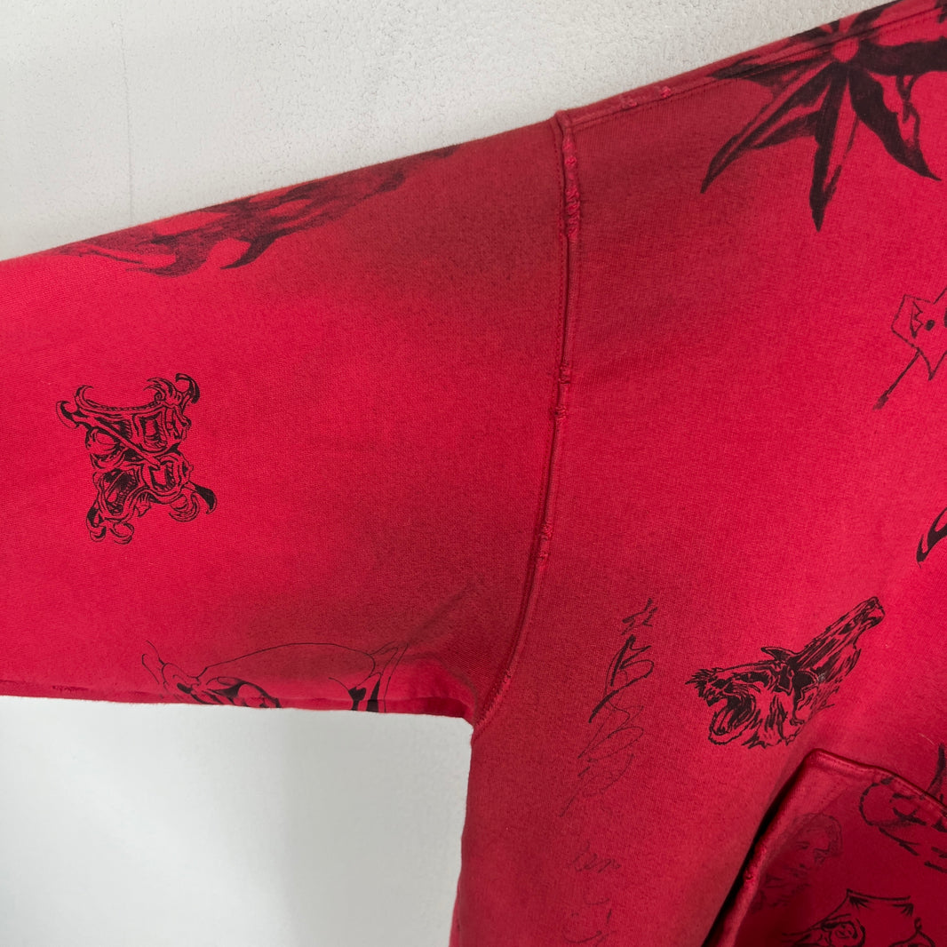 Balenciaga Red Tattoo Zip-Up Hoodie