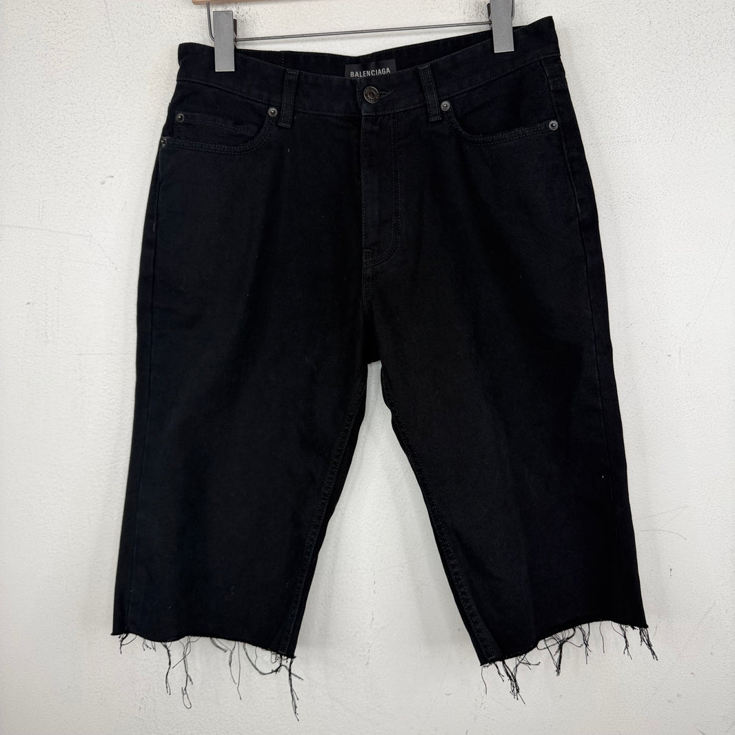 Balenciaga Long Cut-Off Jean Shorts