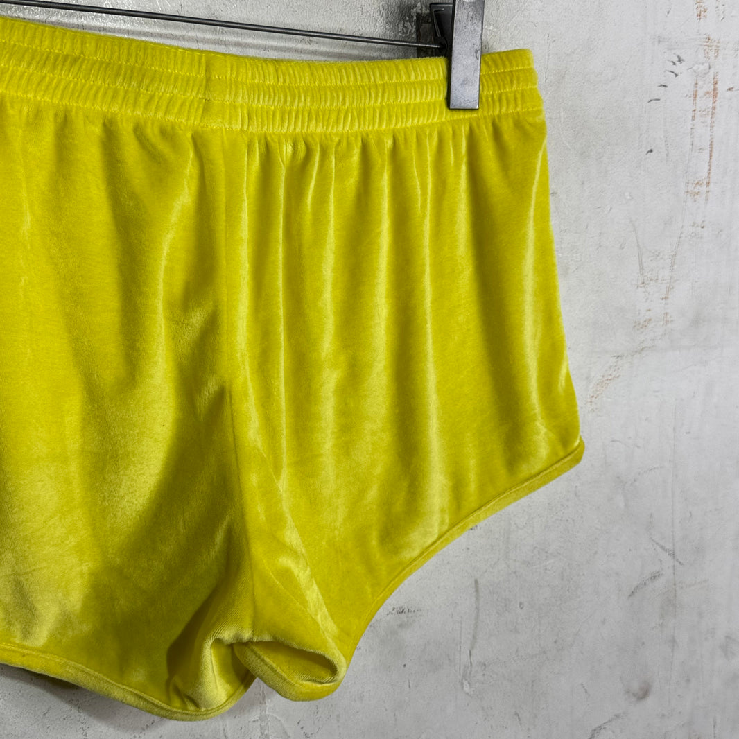 Balenciaga Yellow Velour Short Shorts
