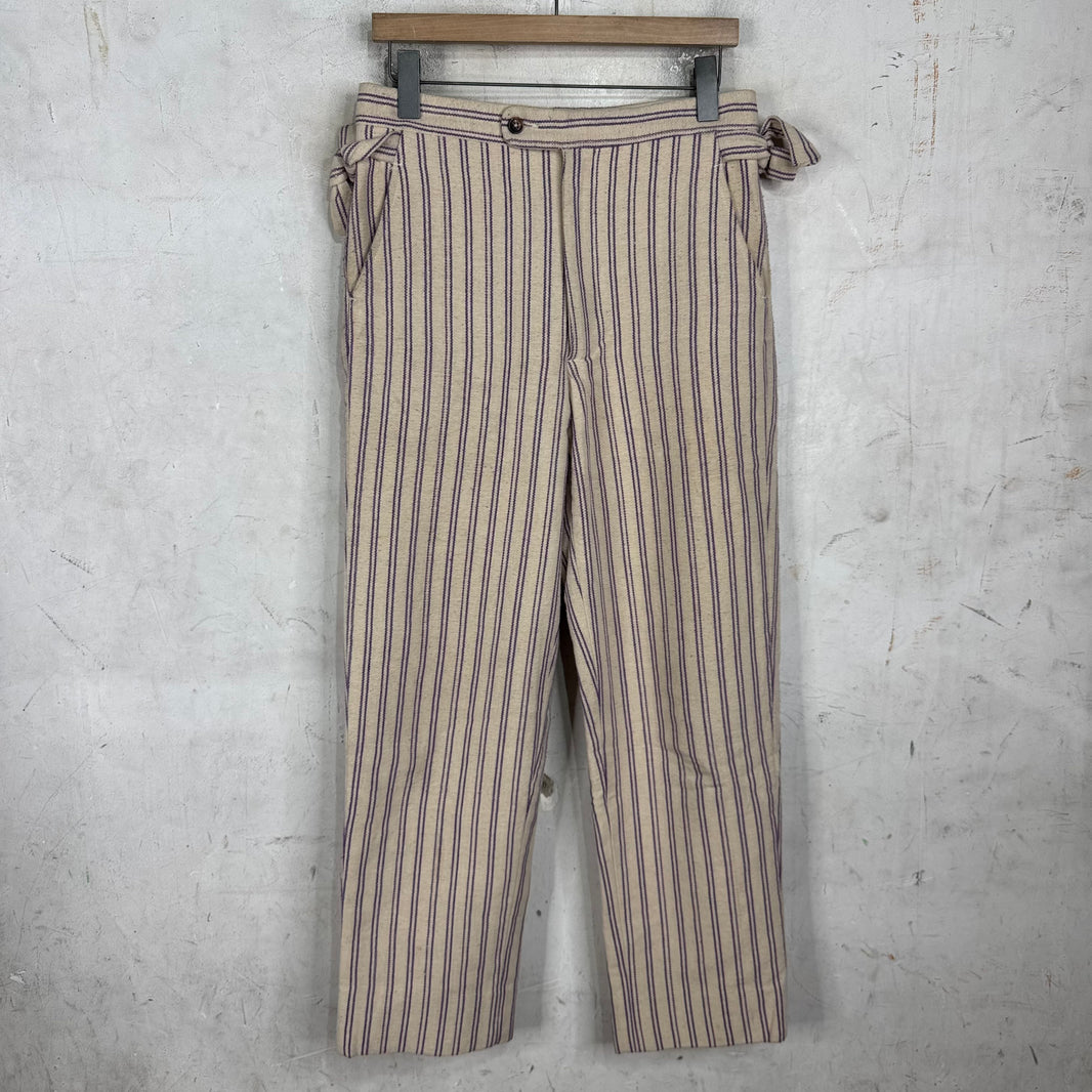 Bode Beige Purple Pinstriped Trousers