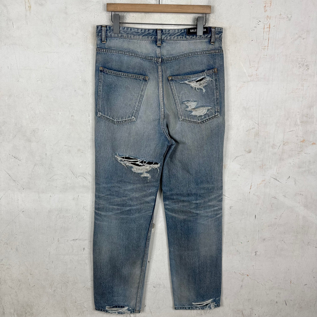 Balenciaga Layered Track Distressed Jeans