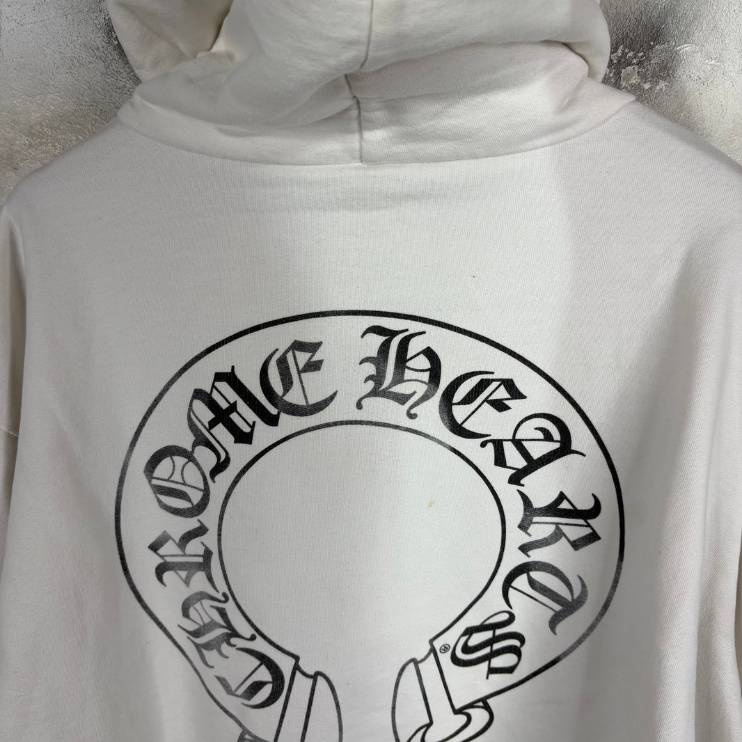Chrome Hearts Smoked White Floral Horseshoe Zip Hoodie