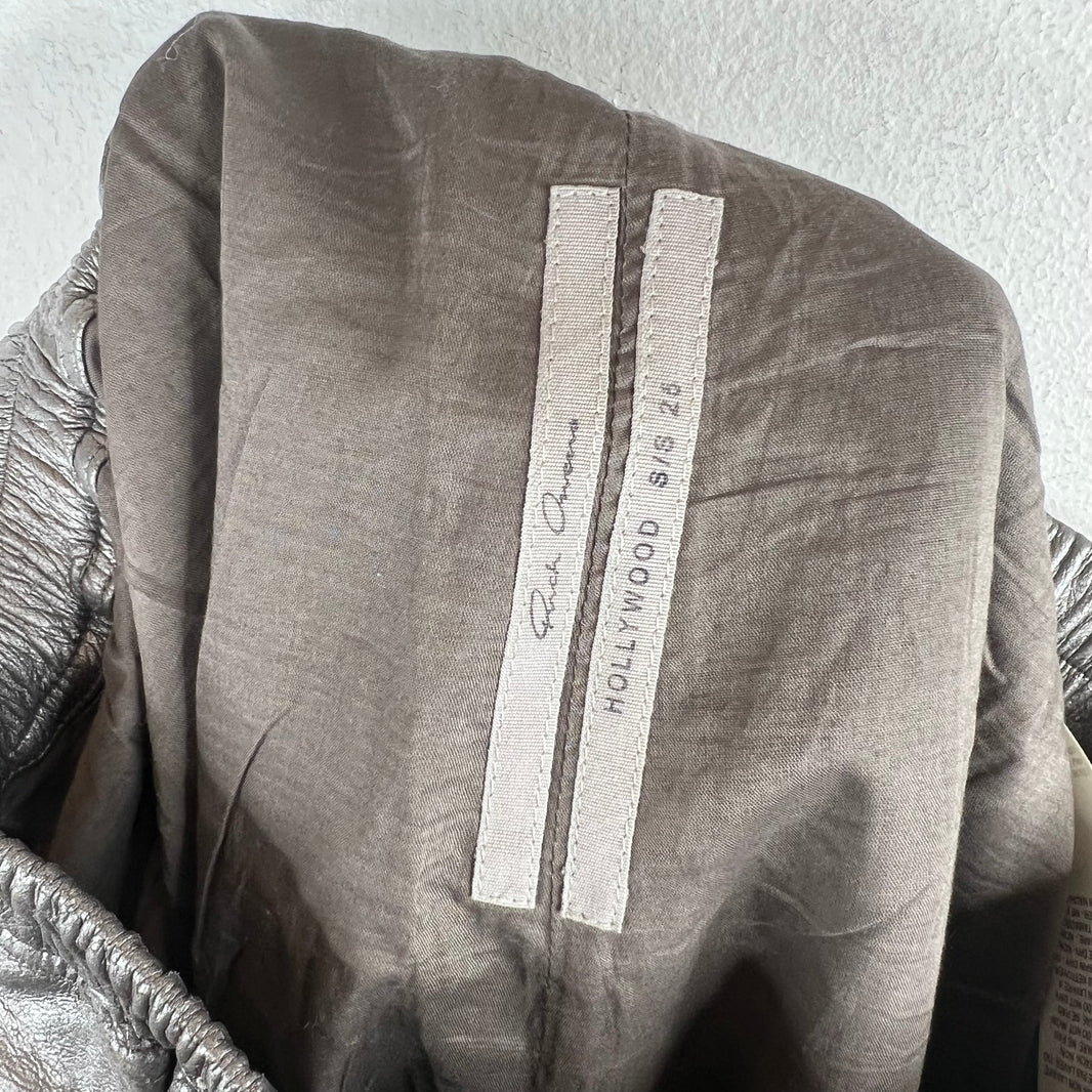 Rick Owens Leather Gunmetal Boxer Shorts