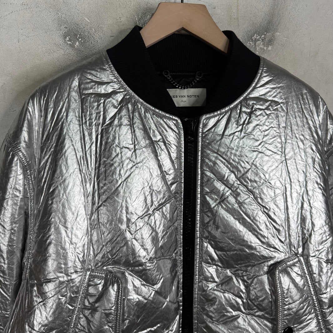 Dries Van Noten Silver PVC Backzip Bomber
