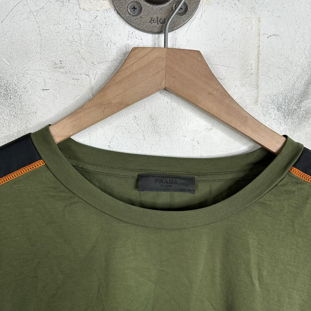 Prada Nylon Paneled Plaque T-Shirt