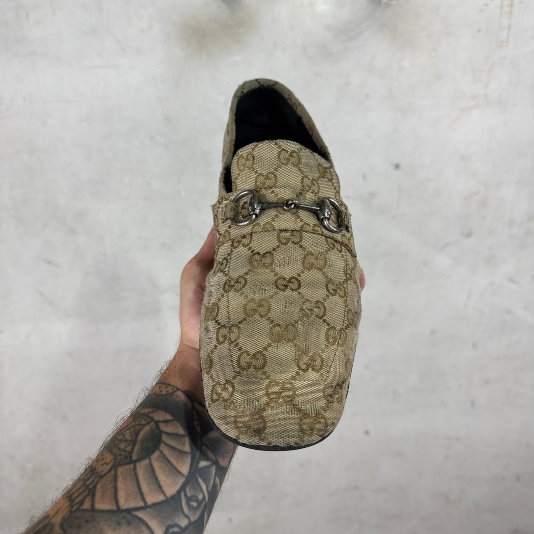 Gucci Monogram Ragazzo Horsebit Mules